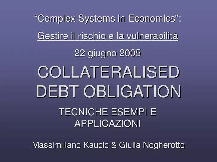 collateralised debt obligation