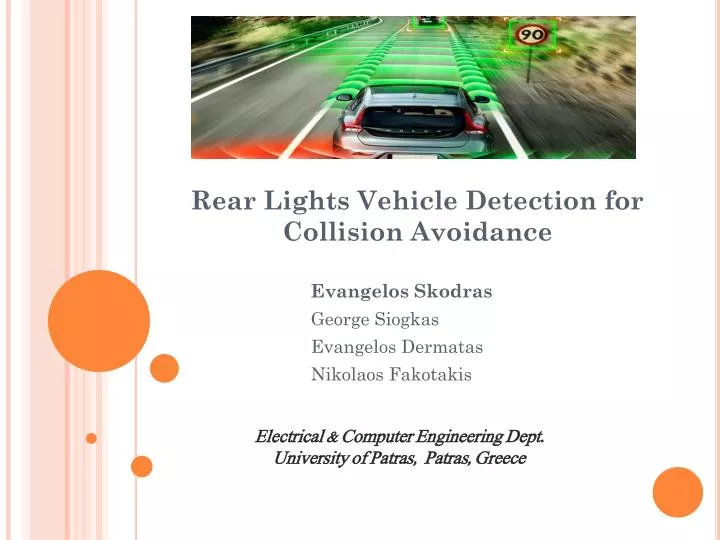 rear lights vehicle detection for collision avoidance