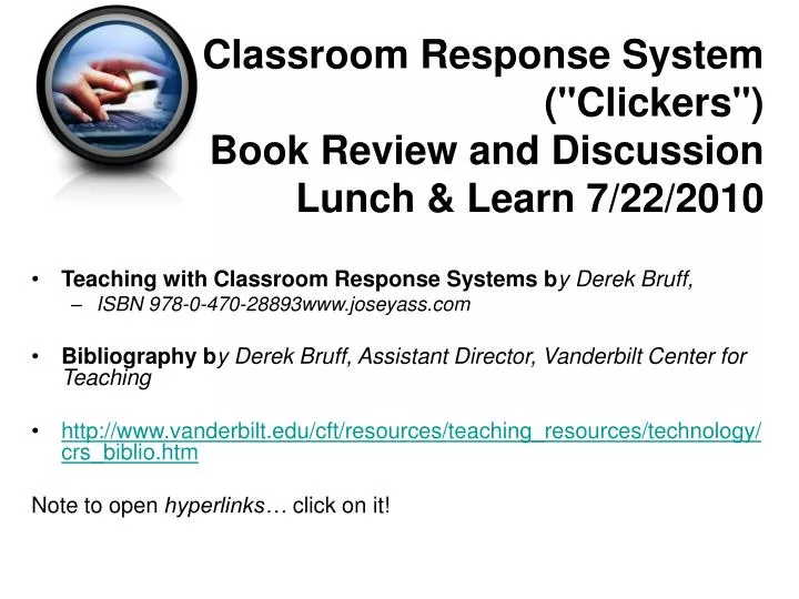 classroom response system clickers book review and discussion lunch learn 7 22 2010