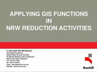 APPLYING GIS FUNCTIONS IN NRW REDUCTION ACTIVITIES