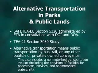 Alternative Transportation in Parks &amp; Public Lands