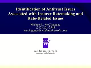 Identification of Antitrust Issues Associated with Insurer Ratemaking and Rate-Related Issues