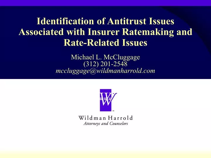 identification of antitrust issues associated with insurer ratemaking and rate related issues