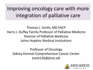 Improving oncology care with more integration of palliative care