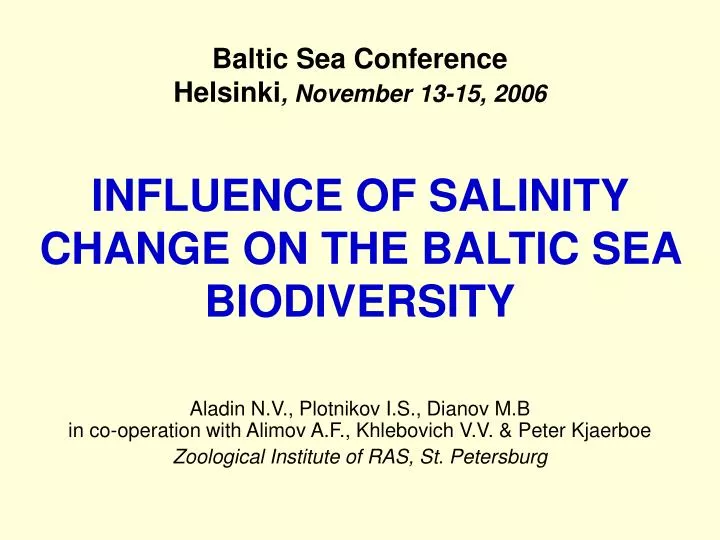 influence of salinity change on the baltic sea biodiversity
