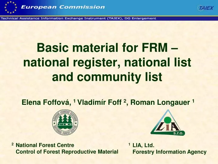 basic material for frm national register national list and community list