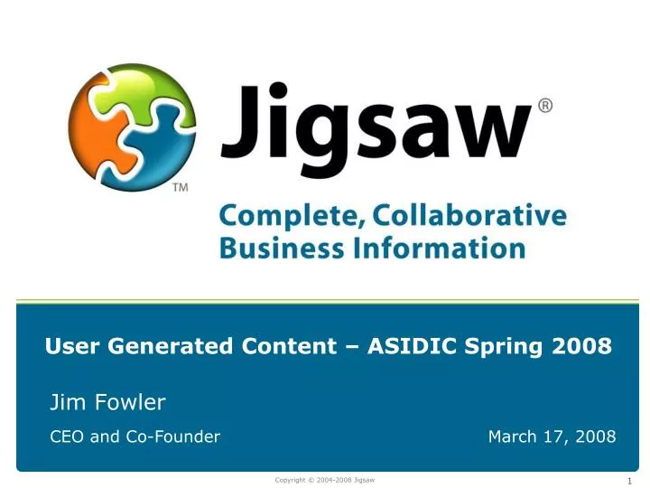 user generated content asidic spring 2008