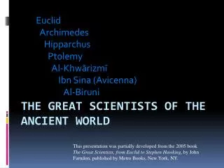 The Great Scientists of the Ancient World