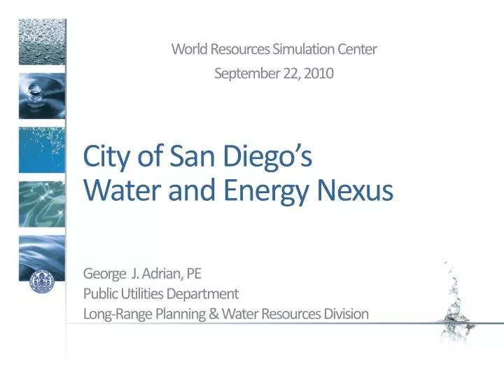 city of san diego s water and energy nexus