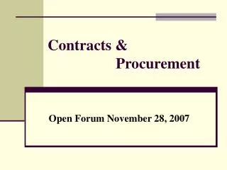 Contracts &amp; 			Procurement