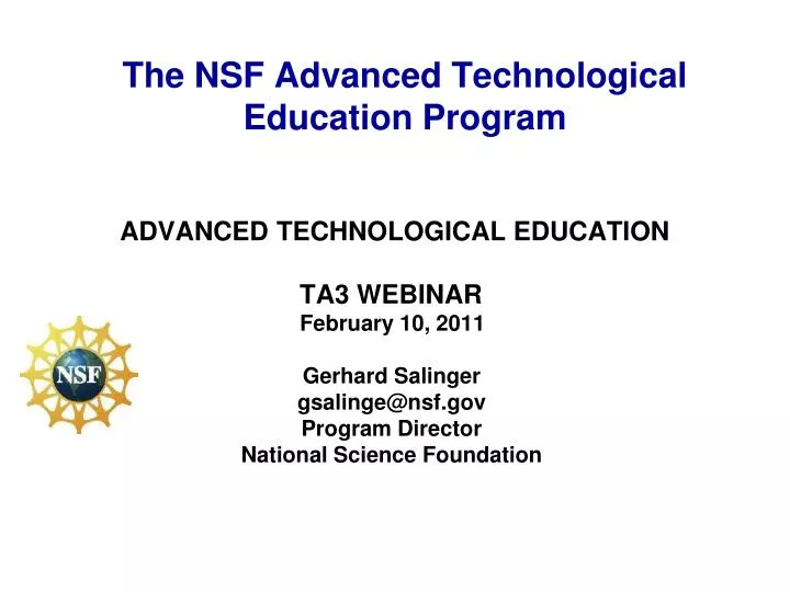 the nsf advanced technological education program