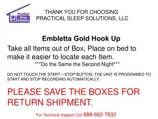 THANK YOU FOR CHOOSING PRACTICAL SLEEP SOLUTIONS, LLC