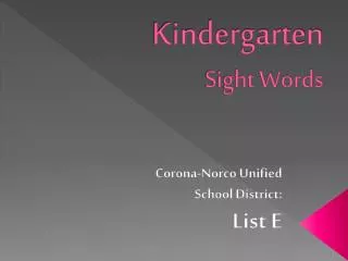 kindergarten sight words