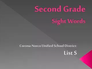 Second Grade Sight Words