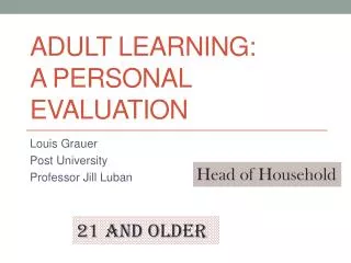 Adult Learning: A Personal Evaluation