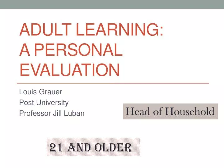 adult learning a personal evaluation
