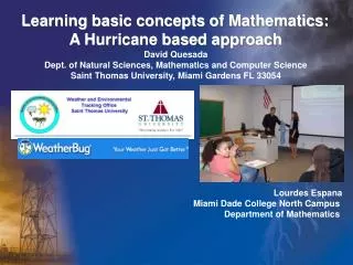 Learning basic concepts of Mathematics: A Hurricane based approach