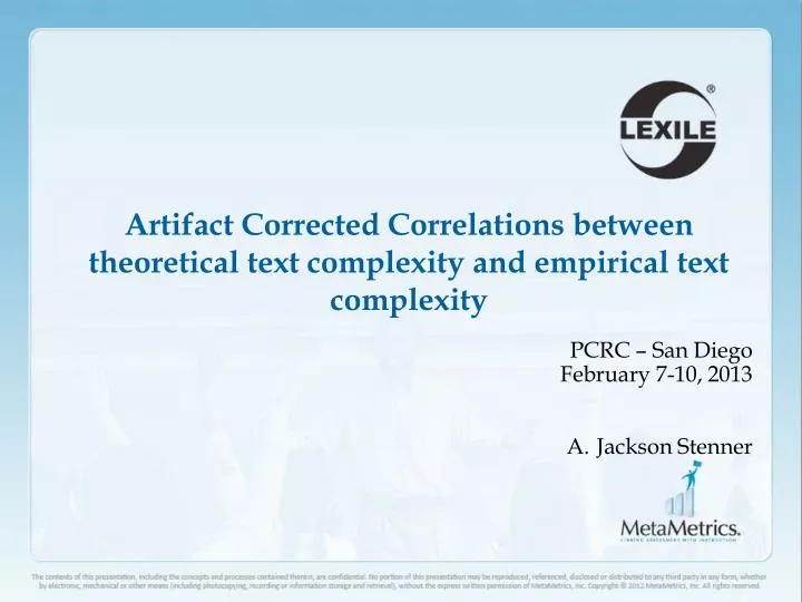 artifact corrected correlations between theoretical text complexity and empirical text complexity