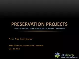 Preservation Projects 2014-2019 Proposed Highway Improvement program