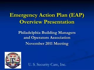 Emergency Action Plan (EAP) Overview Presentation