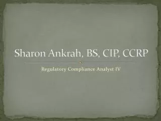 sharon ankrah bs cip ccrp