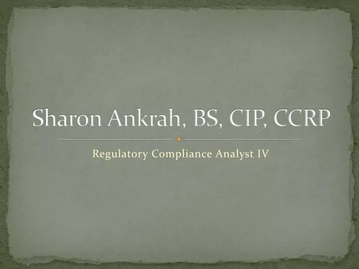 sharon ankrah bs cip ccrp