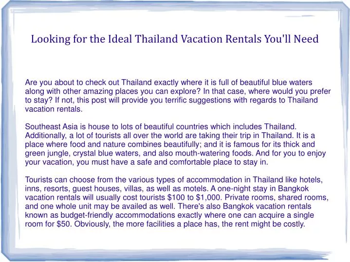 looking for the ideal thailand vacation rentals you ll need