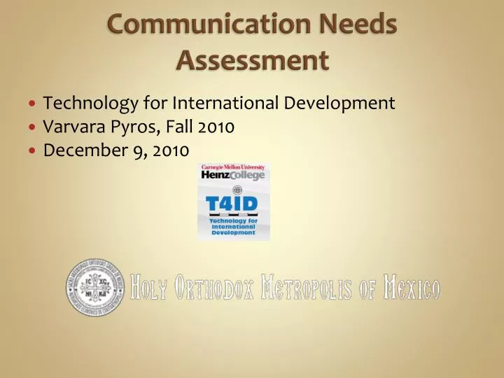 communication needs assessment