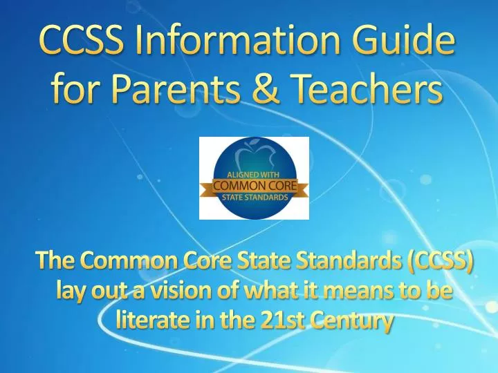 ccss information guide for parents teachers