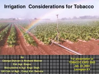 Irrigation Considerations for Tobacco