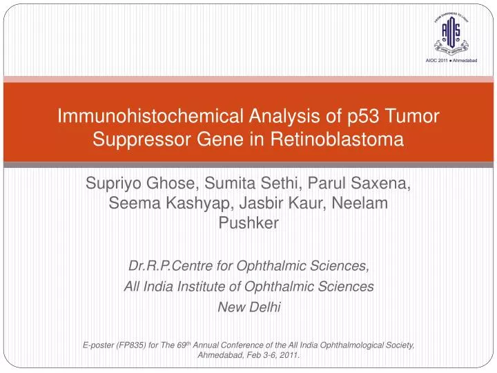 immunohistochemical analysis of p53 tumor suppressor gene in retinoblastoma
