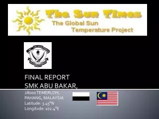 FINAL REPORT SMK ABU BAKAR, 28000 TEMERLOH, PAHANG, MALAYSIA Latitude: 3.45 ?N Longitude: 102.4 ?E