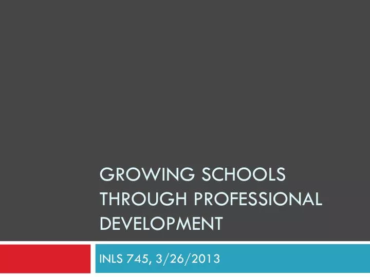 growing schools through professional development