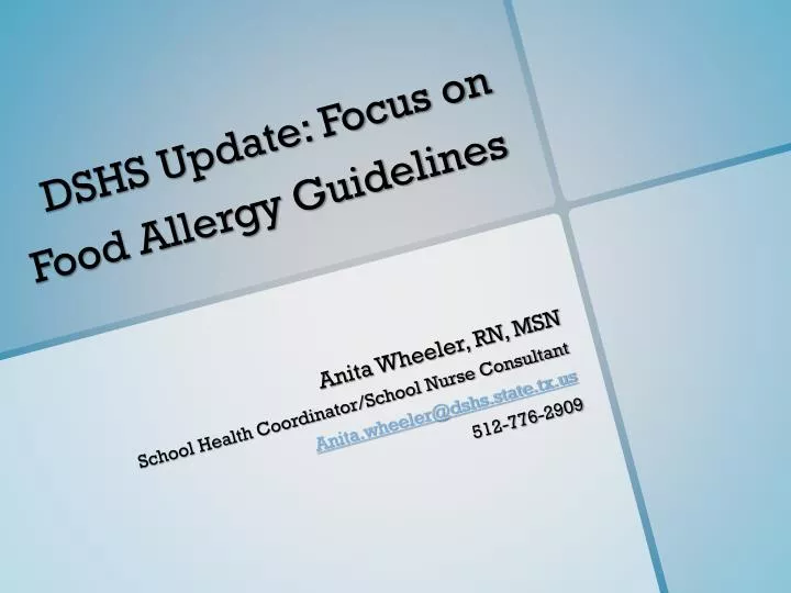 dshs update focus on food allergy guidelines