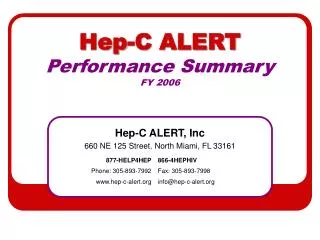 Hep-C ALERT Performance Summary FY 2006