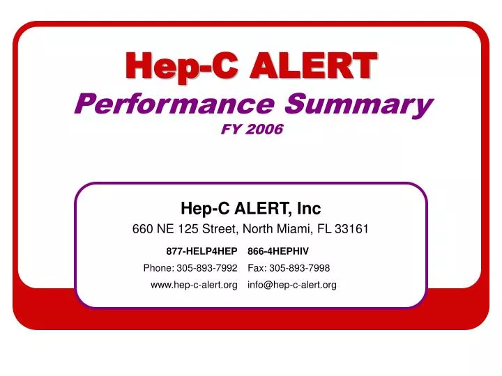 hep c alert performance summary fy 2006