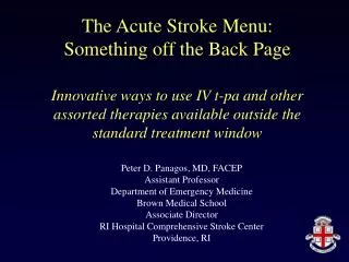 Peter D. Panagos, MD, FACEP Assistant Professor Department of Emergency Medicine