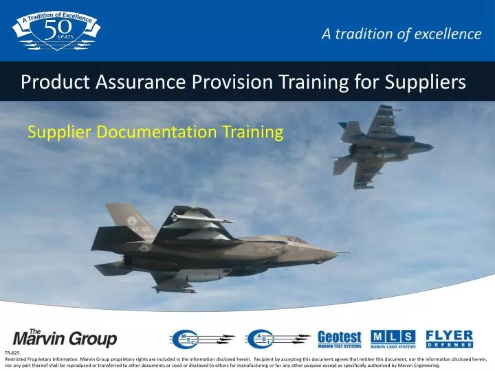 product assurance provision training for suppliers