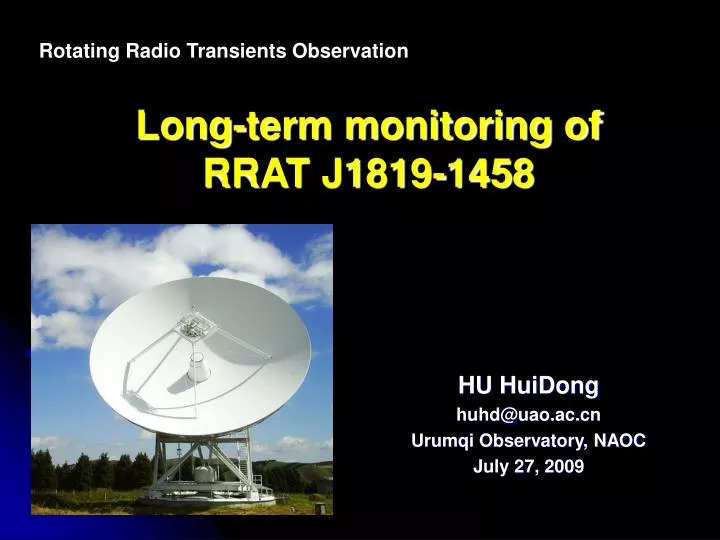 long term monitoring of rrat j1819 1458