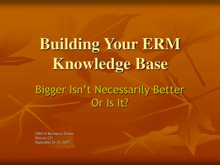building your erm knowledge base