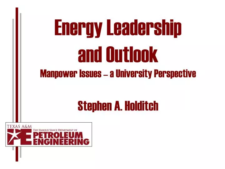 energy leadership and outlook manpower issues a university perspective