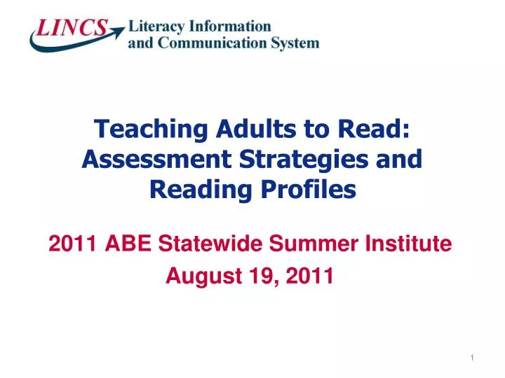 teaching adults to read assessment strategies and reading profiles