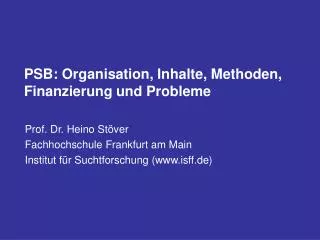 psb organisation inhalte methoden finanzierung und probleme
