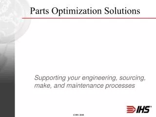 Parts Optimization Solutions