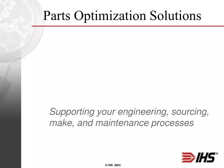 parts optimization solutions