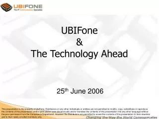 UBIFone &amp; The Technology Ahead