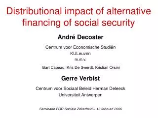 Distributional impact of alternative financing of social security