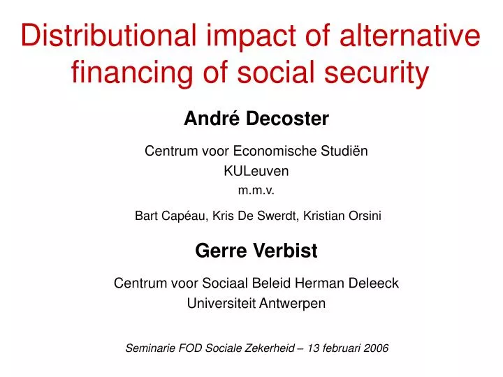 distributional impact of alternative financing of social security