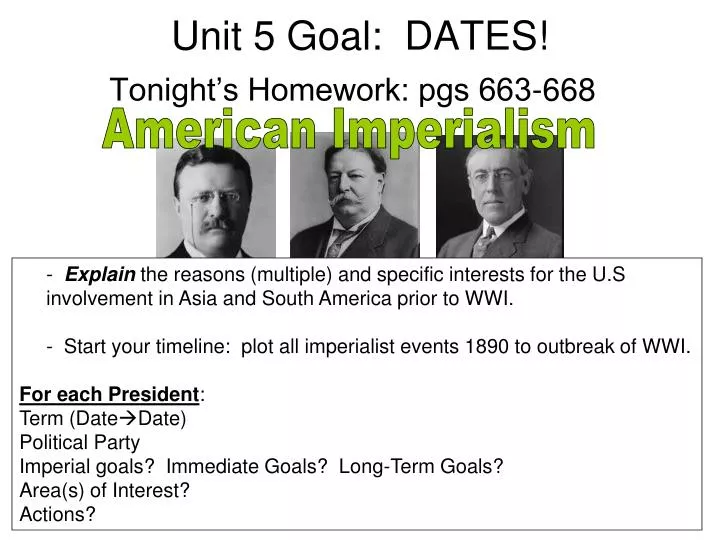 unit 5 goal dates