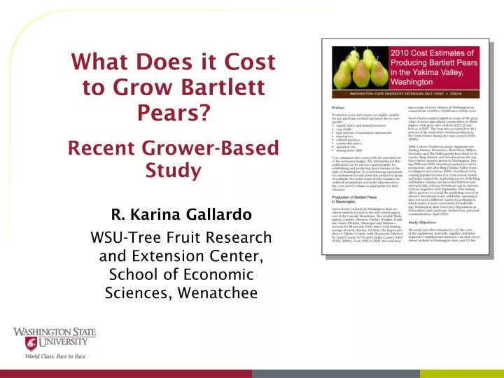 what does it cost to grow bartlett pears recent grower based study